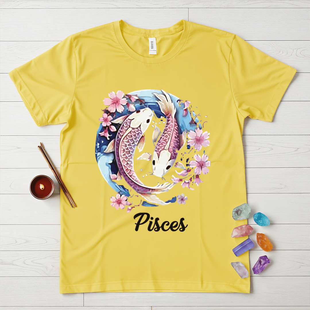 Pisces Symbol Floral T-Shirt