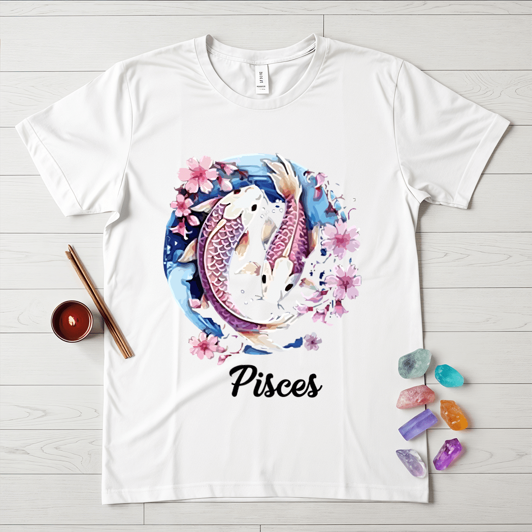 Pisces Symbol Floral T-Shirt