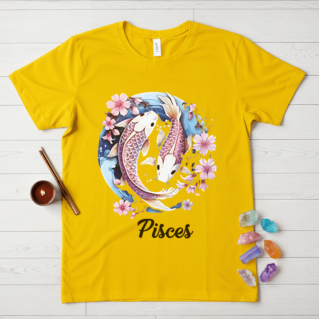 Pisces Symbol Floral T-Shirt
