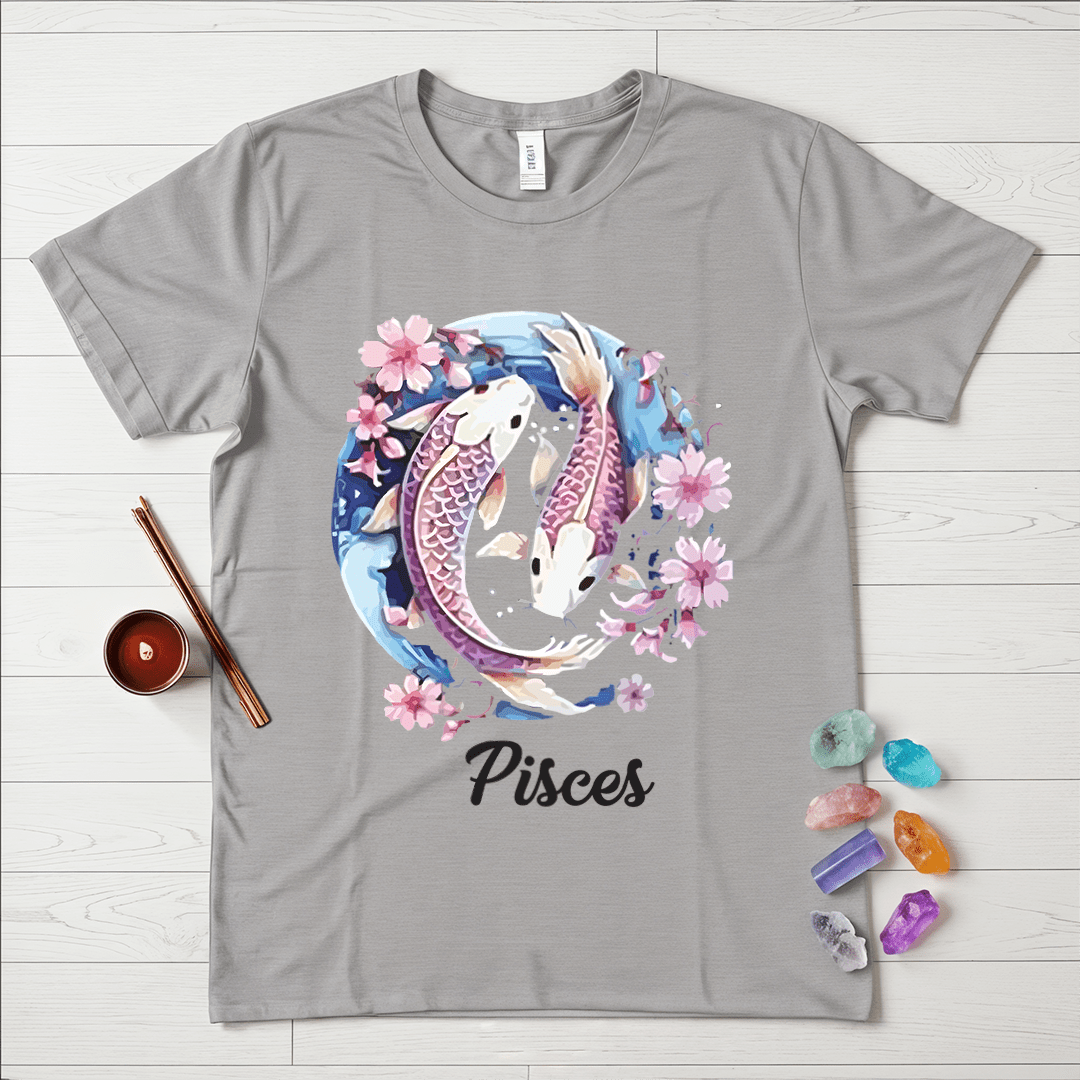 Pisces Symbol Floral T-Shirt