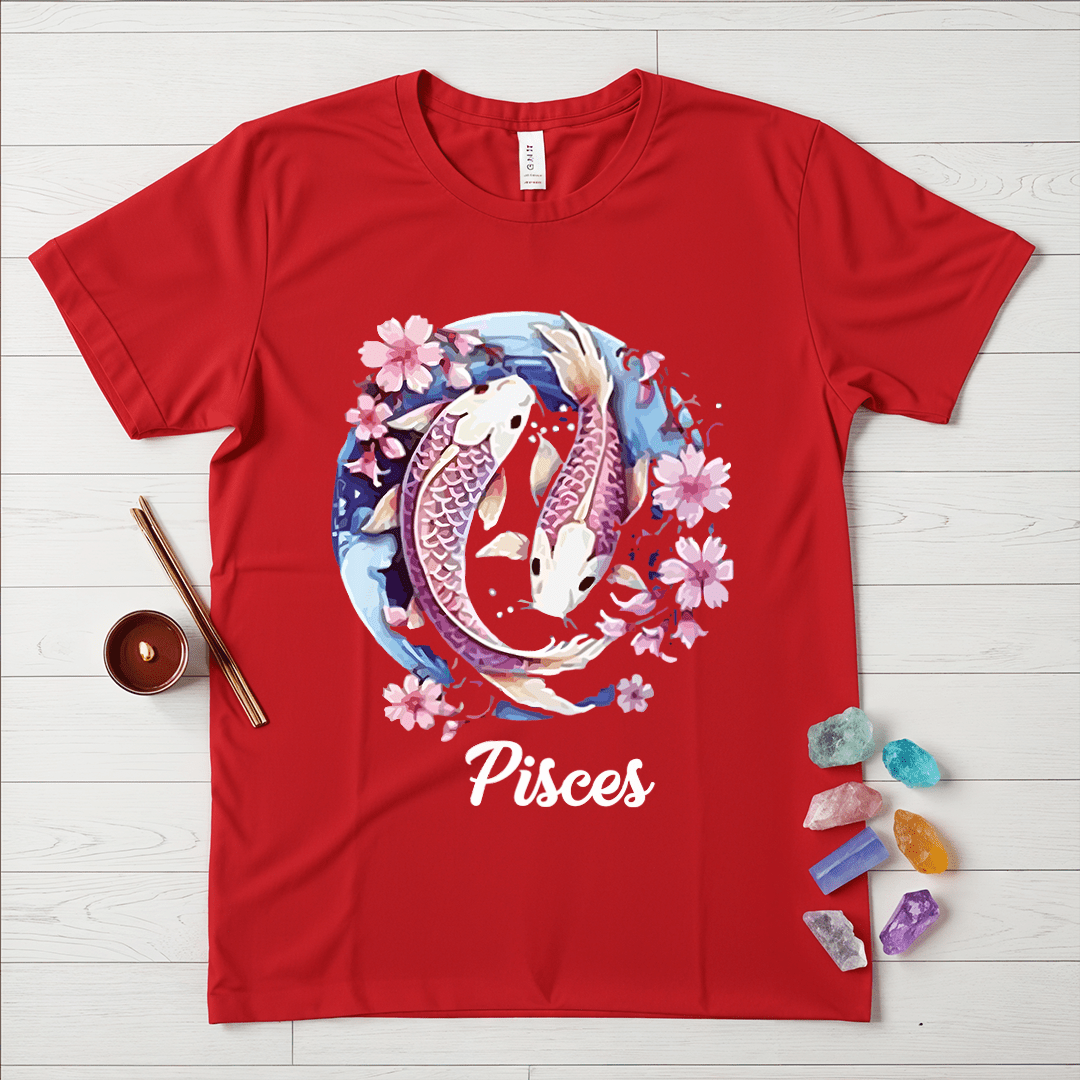 Pisces Symbol Floral T-Shirt