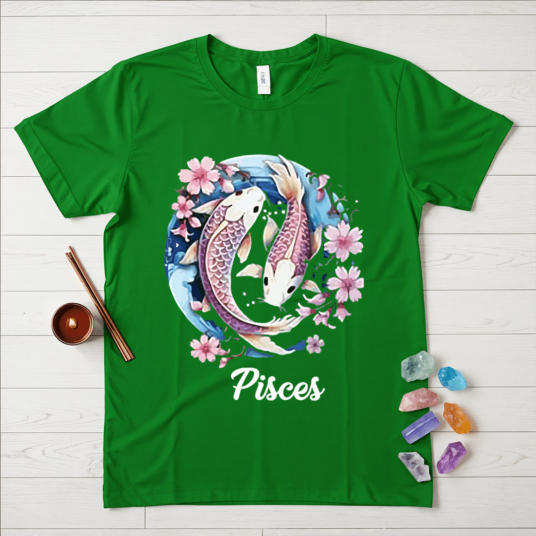 Pisces Symbol Floral T-Shirt
