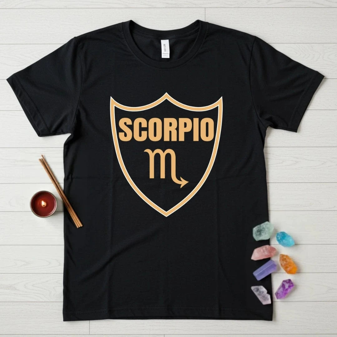 Scorpio Zodiac T-Shirt – Emblem Shield
