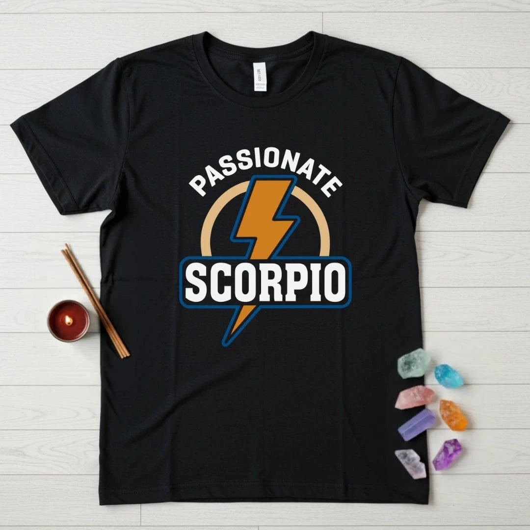 Scorpio Zodiac T-Shirt – Passionate Lightning Bolt
