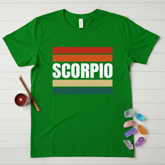 Scorpio Zodiac T-Shirt – Retro Stripes