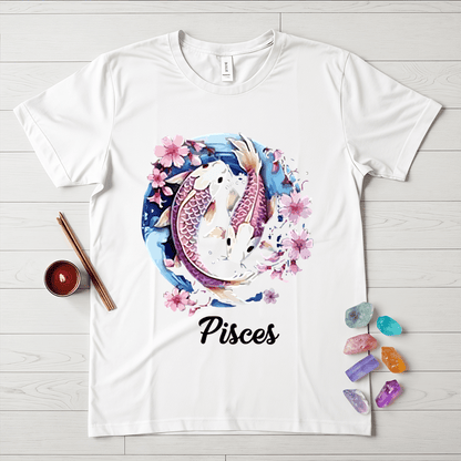 Pisces Symbol Floral T-Shirt