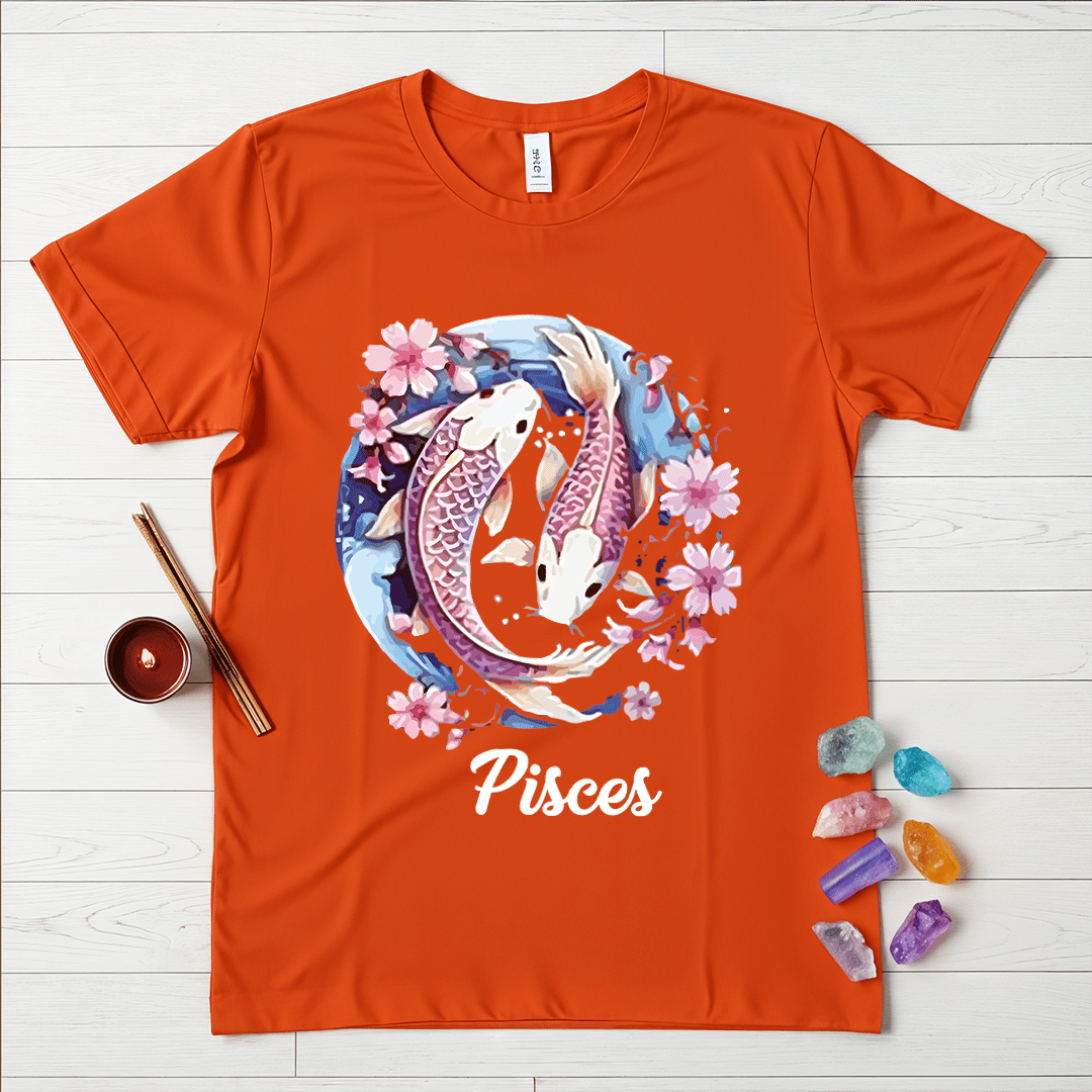 Pisces Symbol Floral T-Shirt