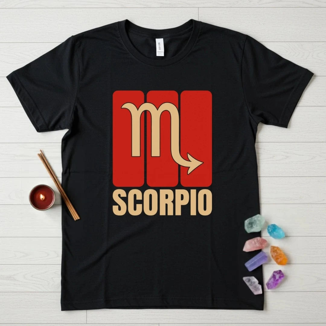 Scorpio Zodiac T-Shirt – Bold Glyph Panel