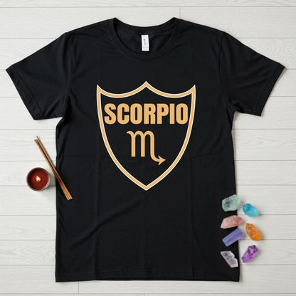 Scorpio Zodiac T-Shirt – Emblem Shield