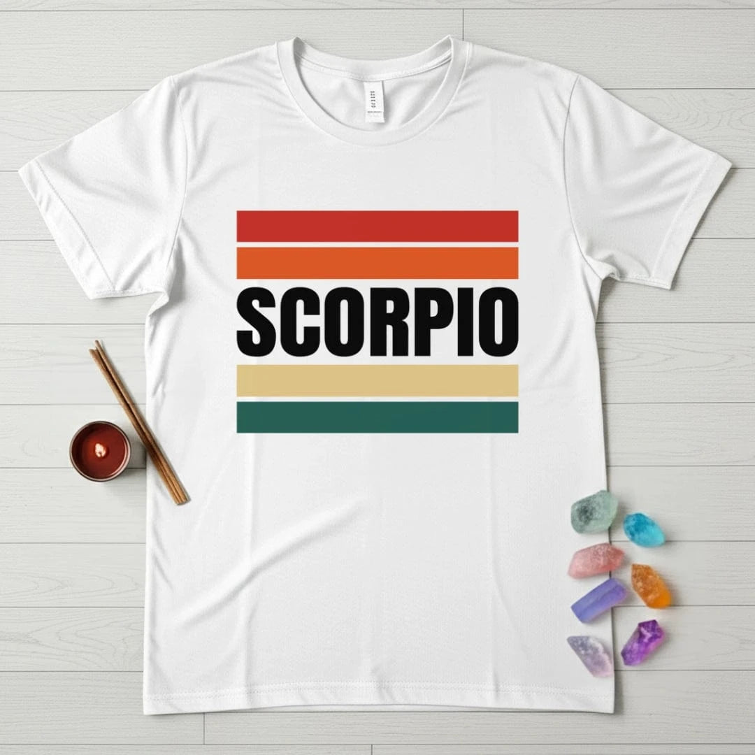 Scorpio Zodiac T-Shirt – Retro Stripes