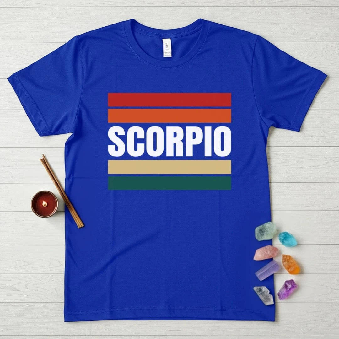 Scorpio Zodiac T-Shirt – Retro Stripes