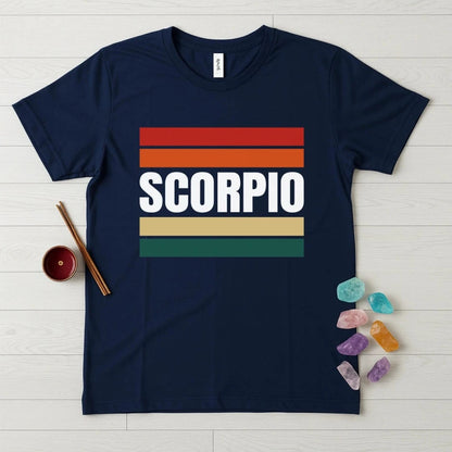 Scorpio Zodiac T-Shirt – Retro Stripes