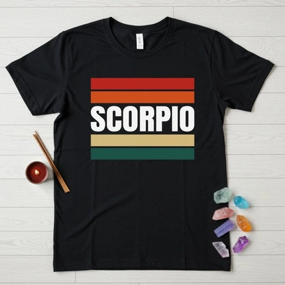 Scorpio Zodiac T-Shirt – Retro Stripes